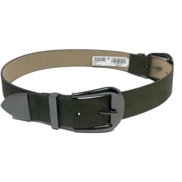 INC International Concepts Accessories - NWT Inc | Clean Double Buckle Suede Belt, Green, Size 30: S/ Olive